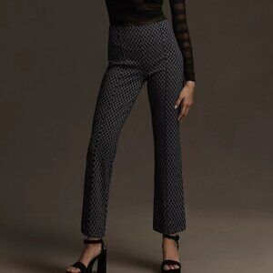 Anthropologie Maeve The Margot Kick Flare Cropped Pants High Rise Argyle Size M
